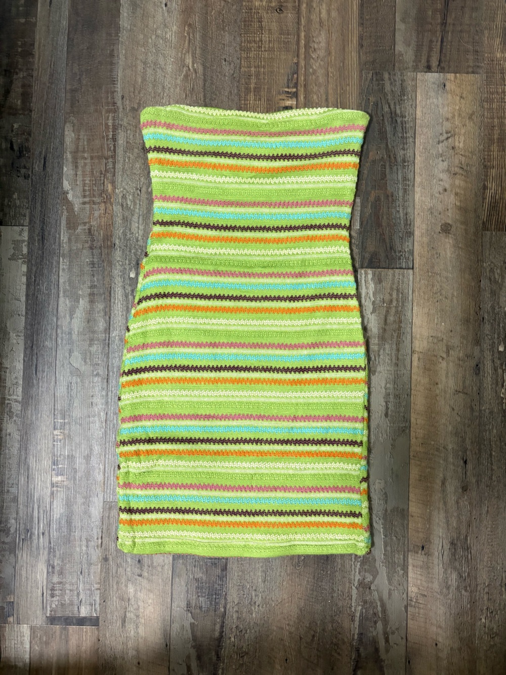 Princess Polly Lime Green Multicolor Striped Knit Mini Dress
